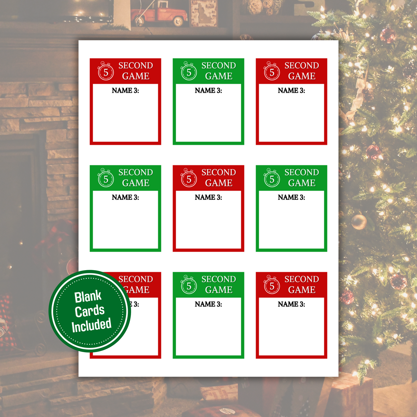 Christmas 5 Second Game | Printable 5 Sec Christmas Party Game