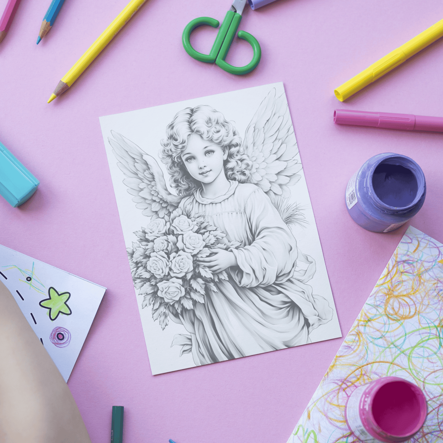 20 Pages Christmas Angel Coloring Book, Festive Holiday Designs for All Ages