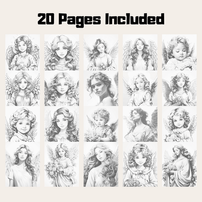 20 Pages Christmas Angel Coloring Book, Festive Holiday Designs for All Ages