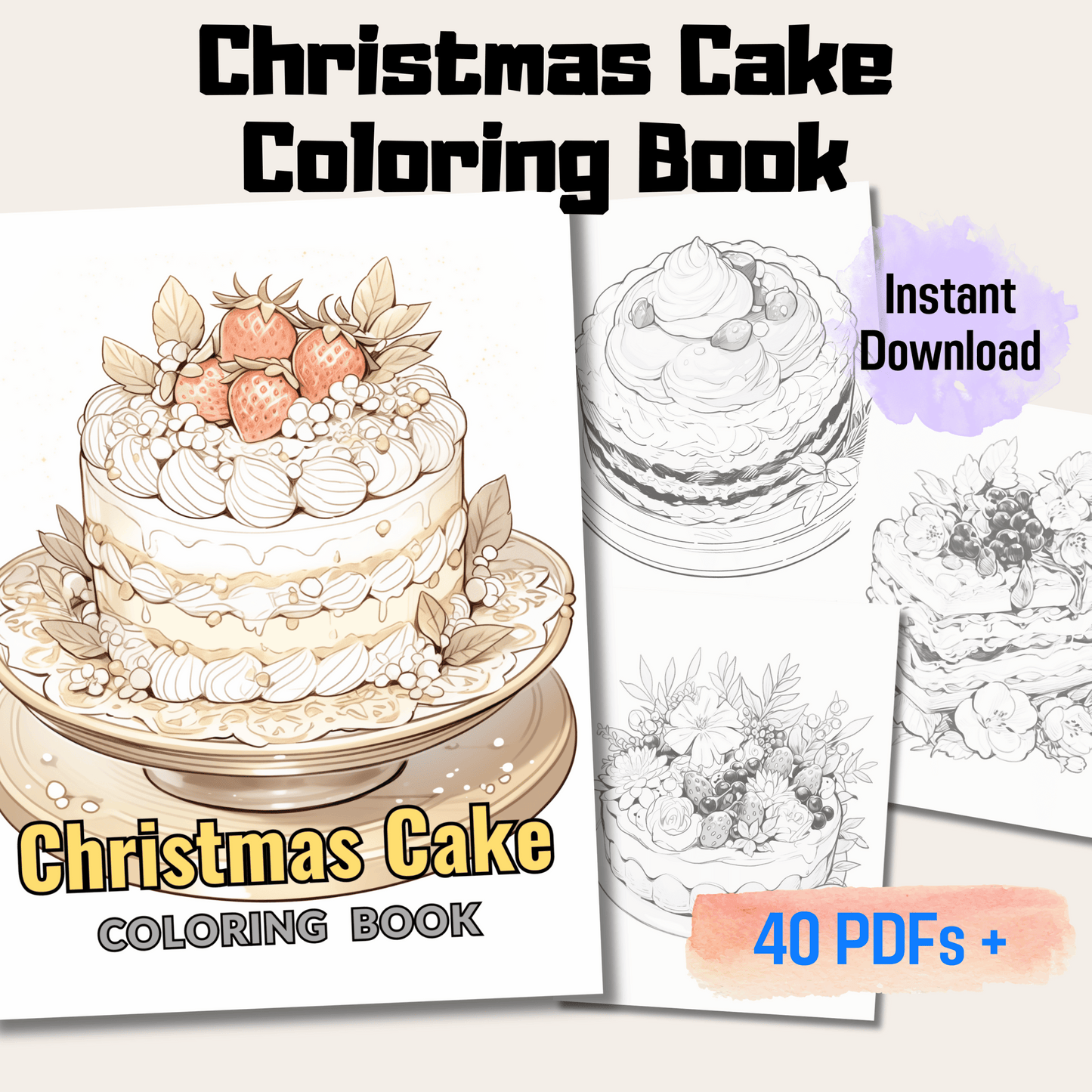 Christmas Cake Coloring Book, Festive Dessert Designs for All Ages