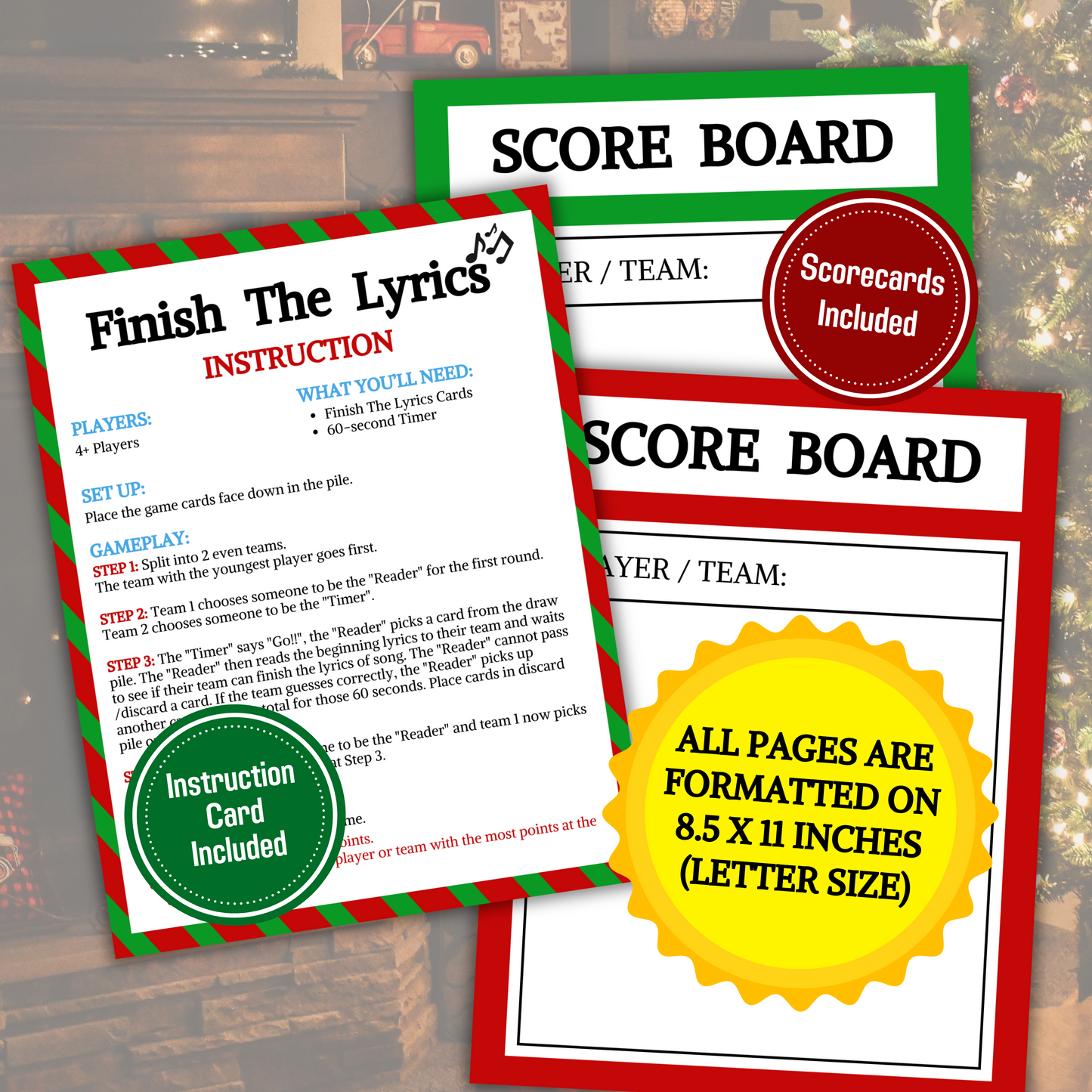 Christmas Finish The Lyrics Game | Printable Christmas Song Trivia Game