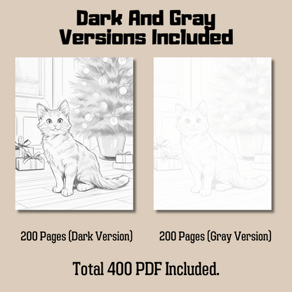 Christmas Coloring Book Bundle, Christmas Grayscale Coloring Pages for All Ages