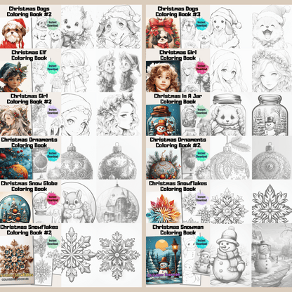 Ultimate Christmas Grayscale Coloring Book Mega Bundle, Ideal Gift for Art Enthusiasts and Relaxation Seekers