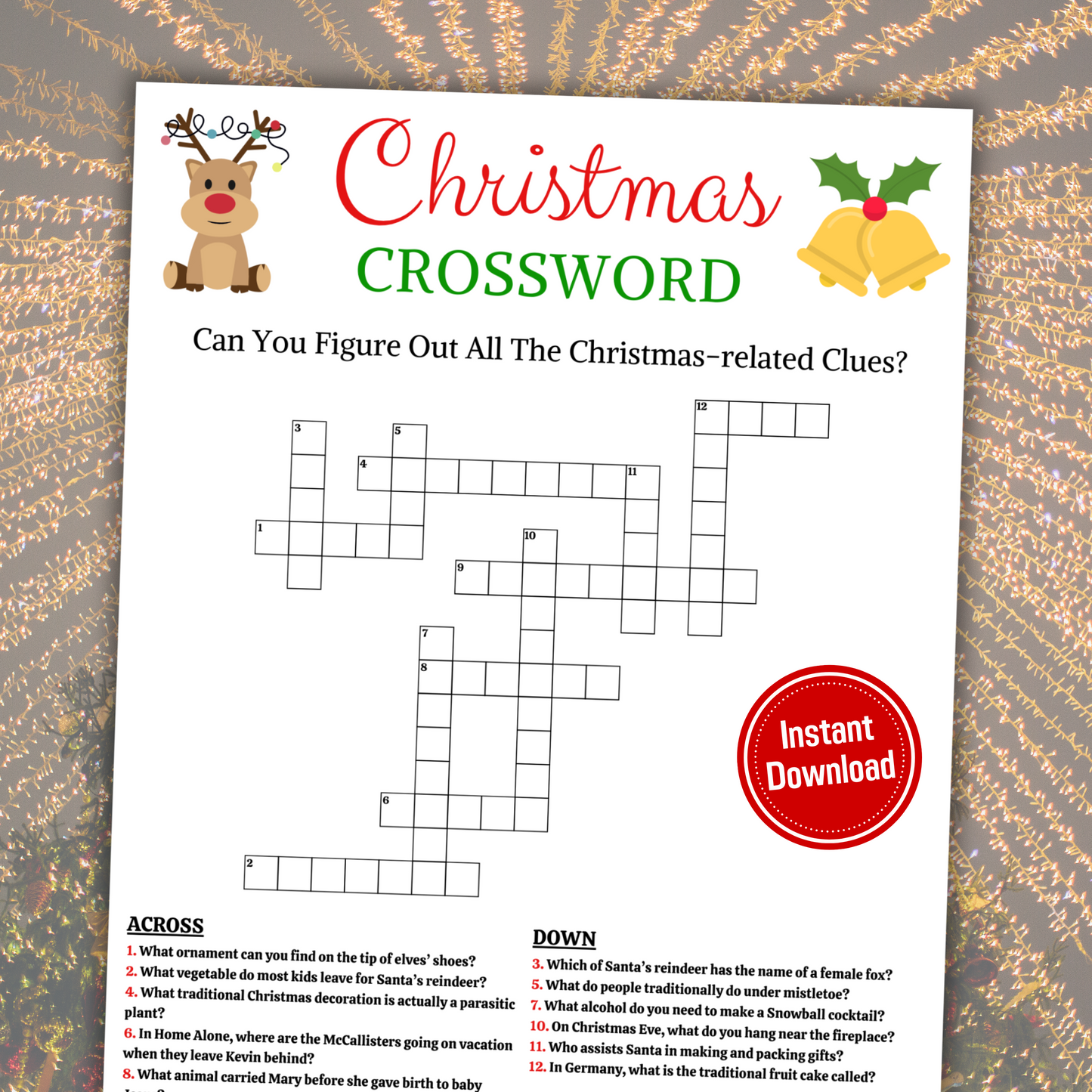 Christmas Crossword Game | Printable Christmas Word Puzzle