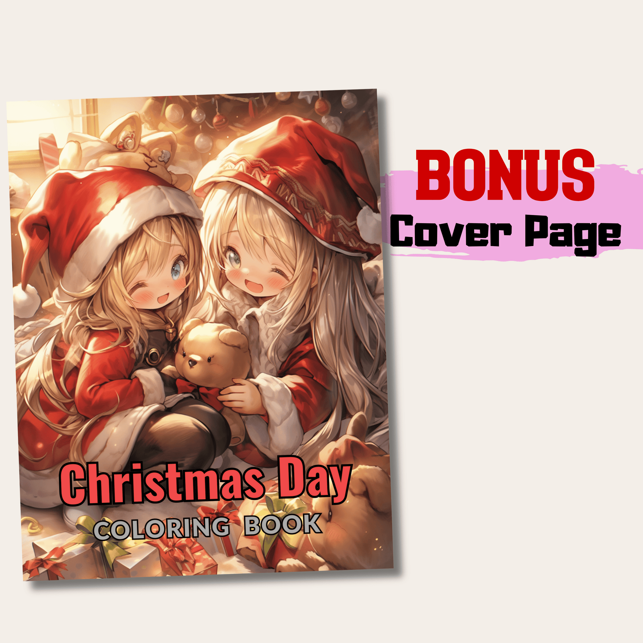 20 Pages Christmas Day Grayscale Coloring Book, Instant Download, Prin ...
