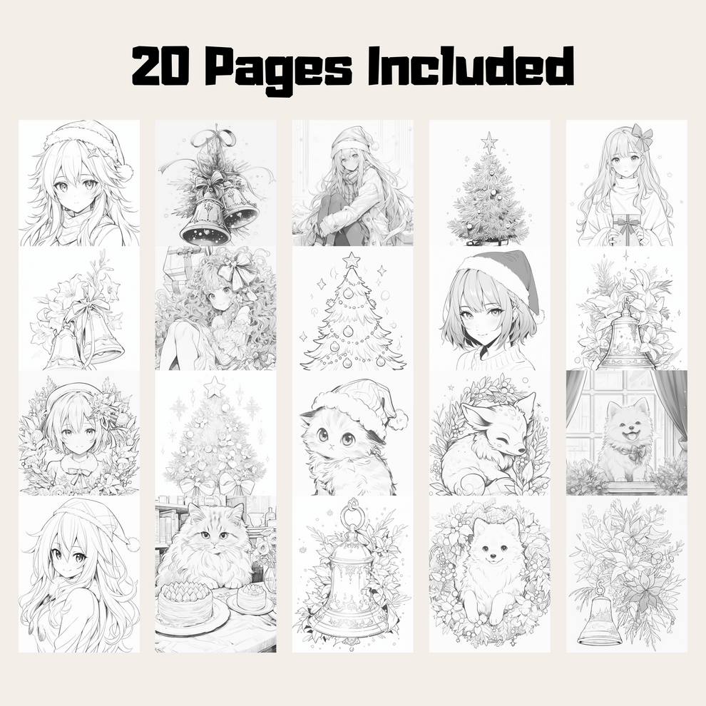 20 Pages Christmas Day Grayscale Coloring Book, Instant Download, Prin ...