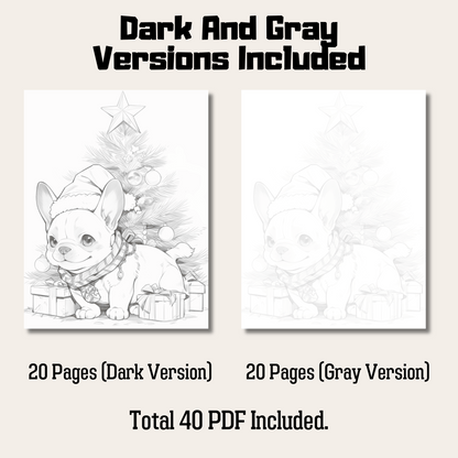 Christmas Dogs Coloring Book, 20 Pages Festive Canine Art for Relaxation and Joy