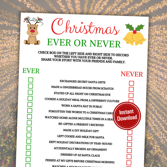 Christmas Ever Or Never Game | Christmas Party Never Have I Ever Game