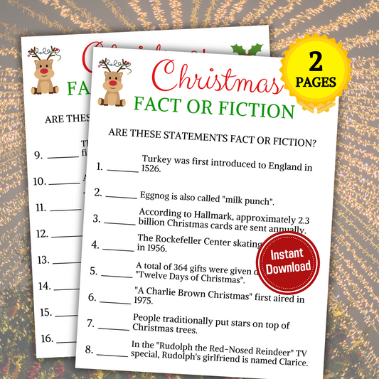 Christmas Fact Or Fiction Game | Christmas True Or False Game