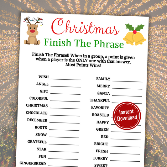 Christmas Finish The Phrase Game | Christmas Think Fast Game