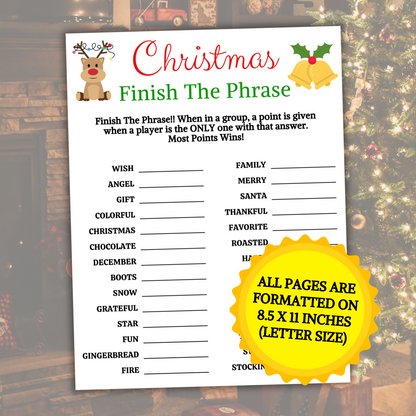 Christmas Finish The Phrase Game | Christmas Think Fast Game