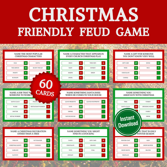 Christmas Friendly Feud Game | Printable Christmas Game