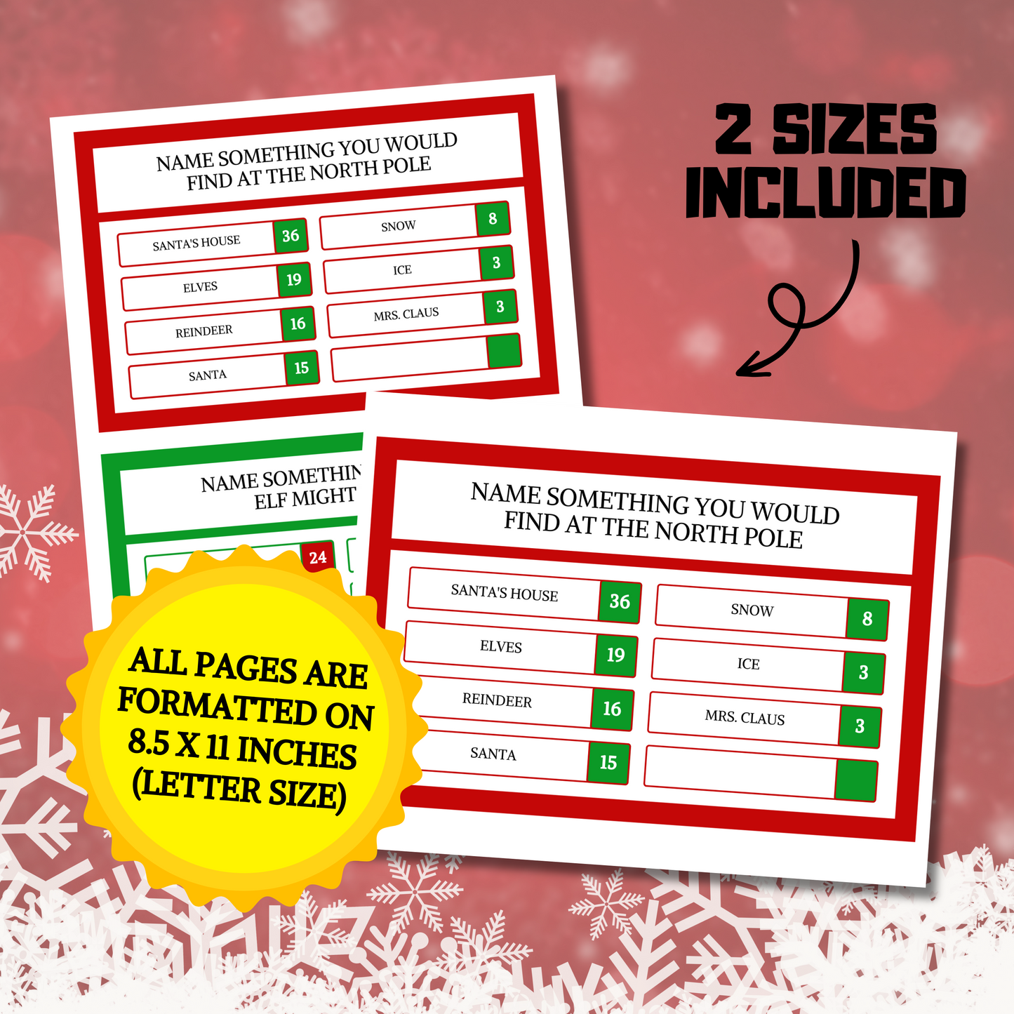 Christmas Friendly Feud Game | Printable Christmas Game