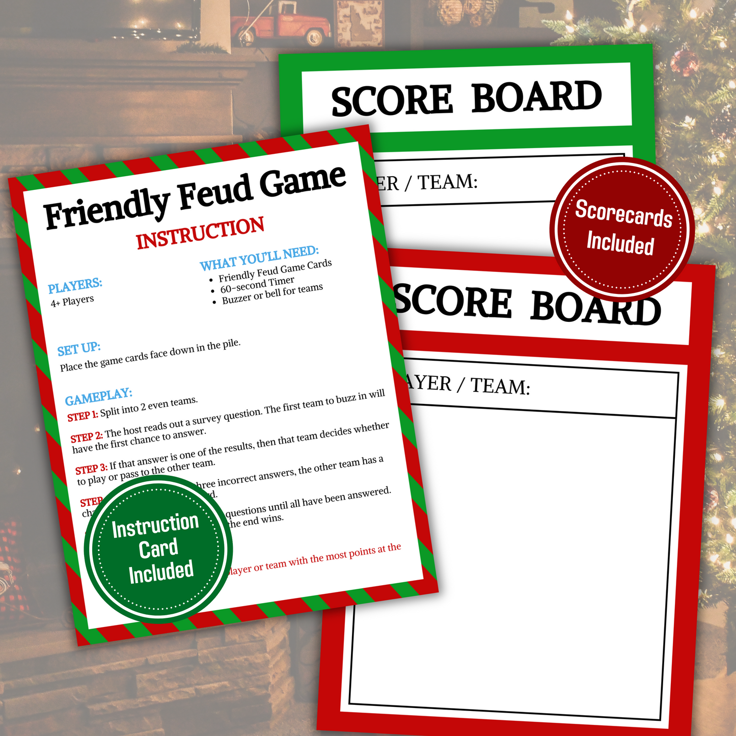 Christmas Friendly Feud Game | Printable Christmas Game