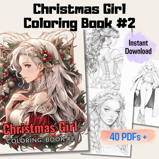 20 Pages Christmas Girl Coloring Book, Delightful Christmas Girl Coloring Pages for All Ages