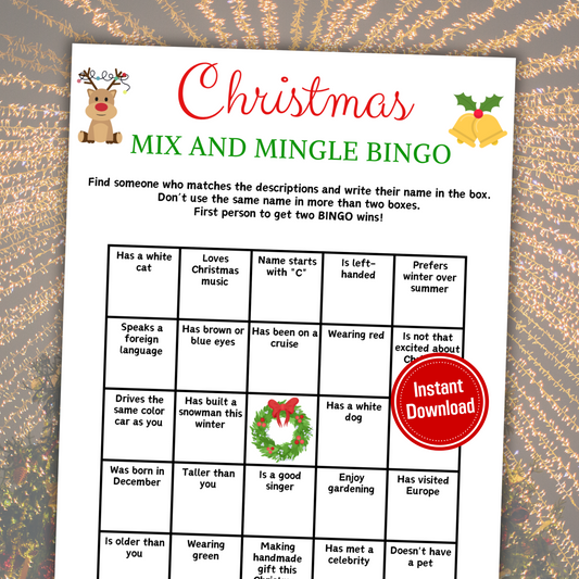 Christmas Mix and Mingle Bingo | Christmas Find the Guest Bingo