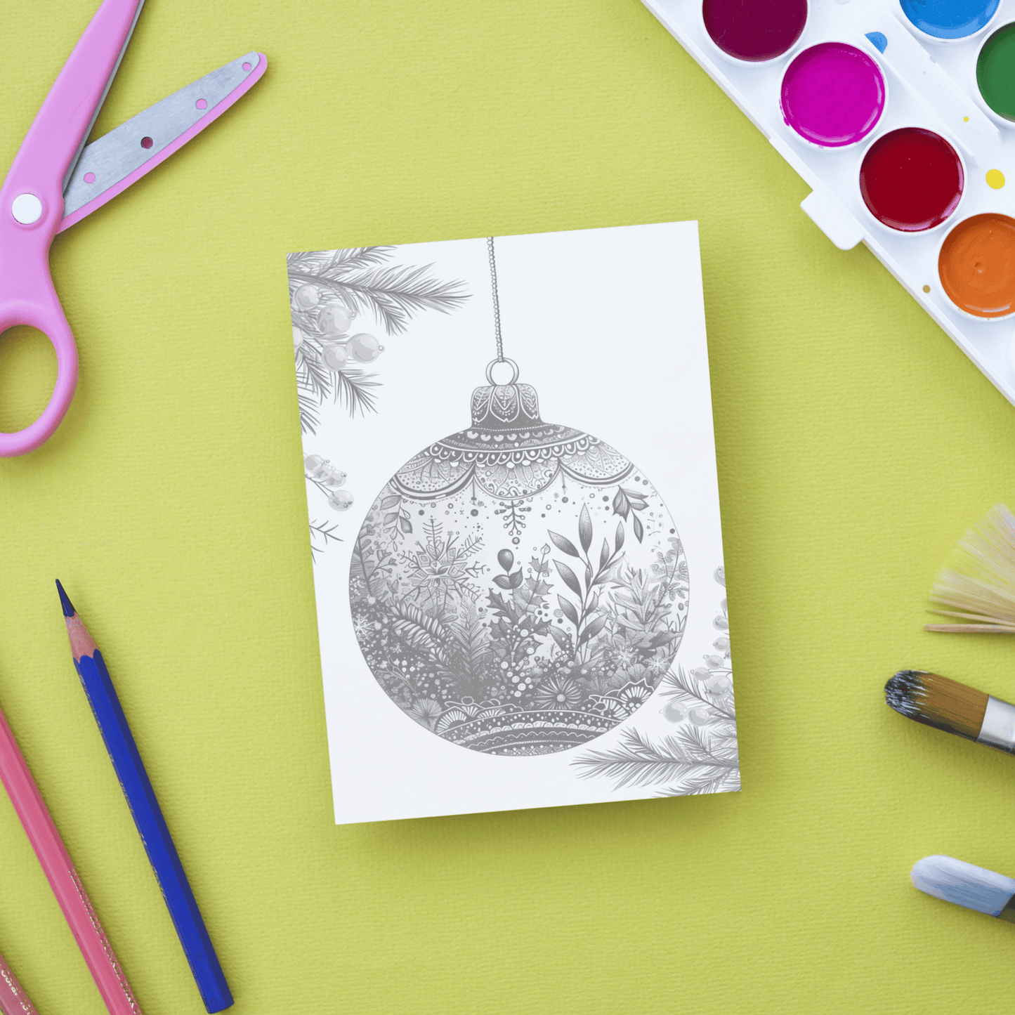 Christmas Ornaments Coloring Book, 20 Christmas Ball Grayscale Coloring Pages