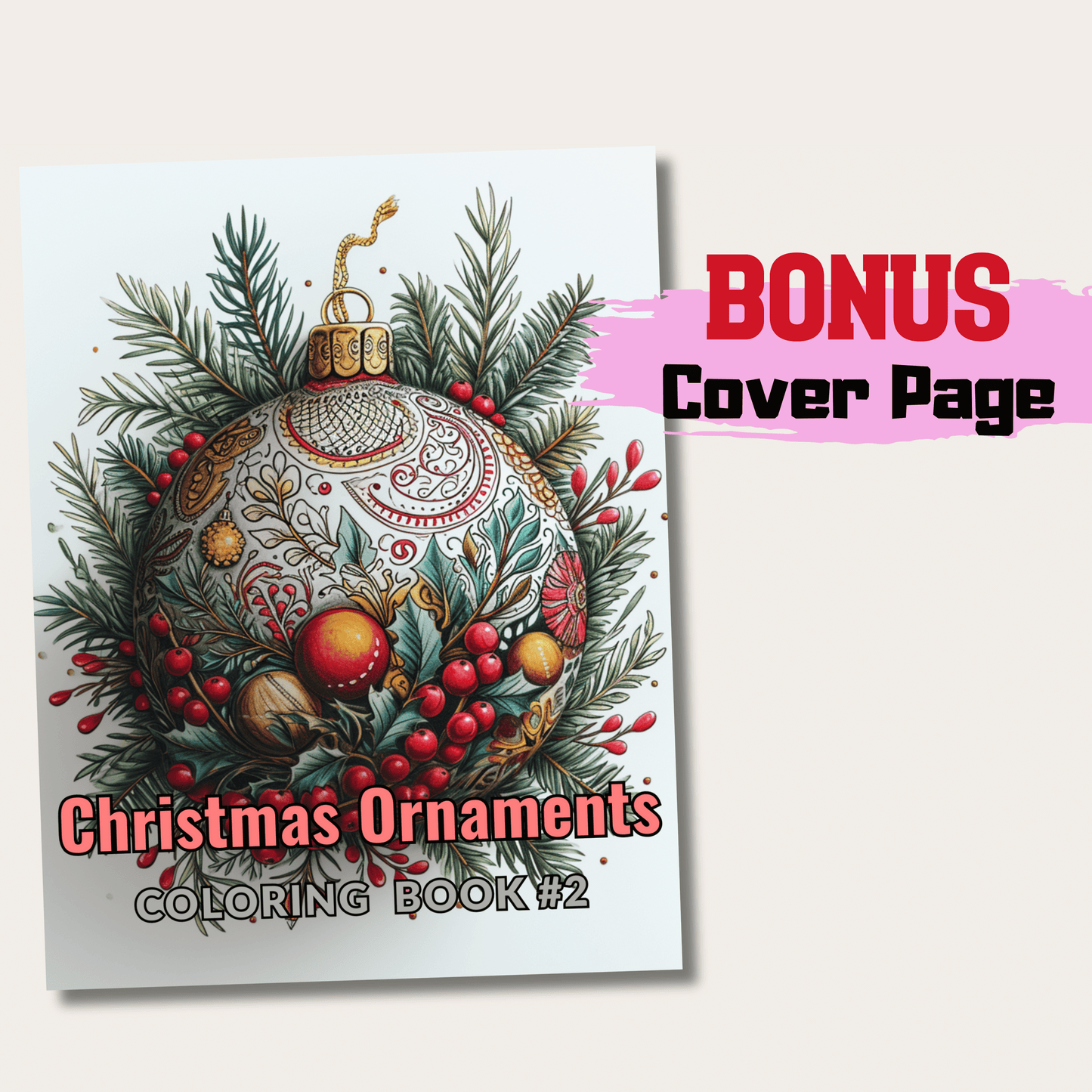 Christmas Balls Coloring Book, 20 Christmas Baubles Grayscale Coloring Pages for All Ages