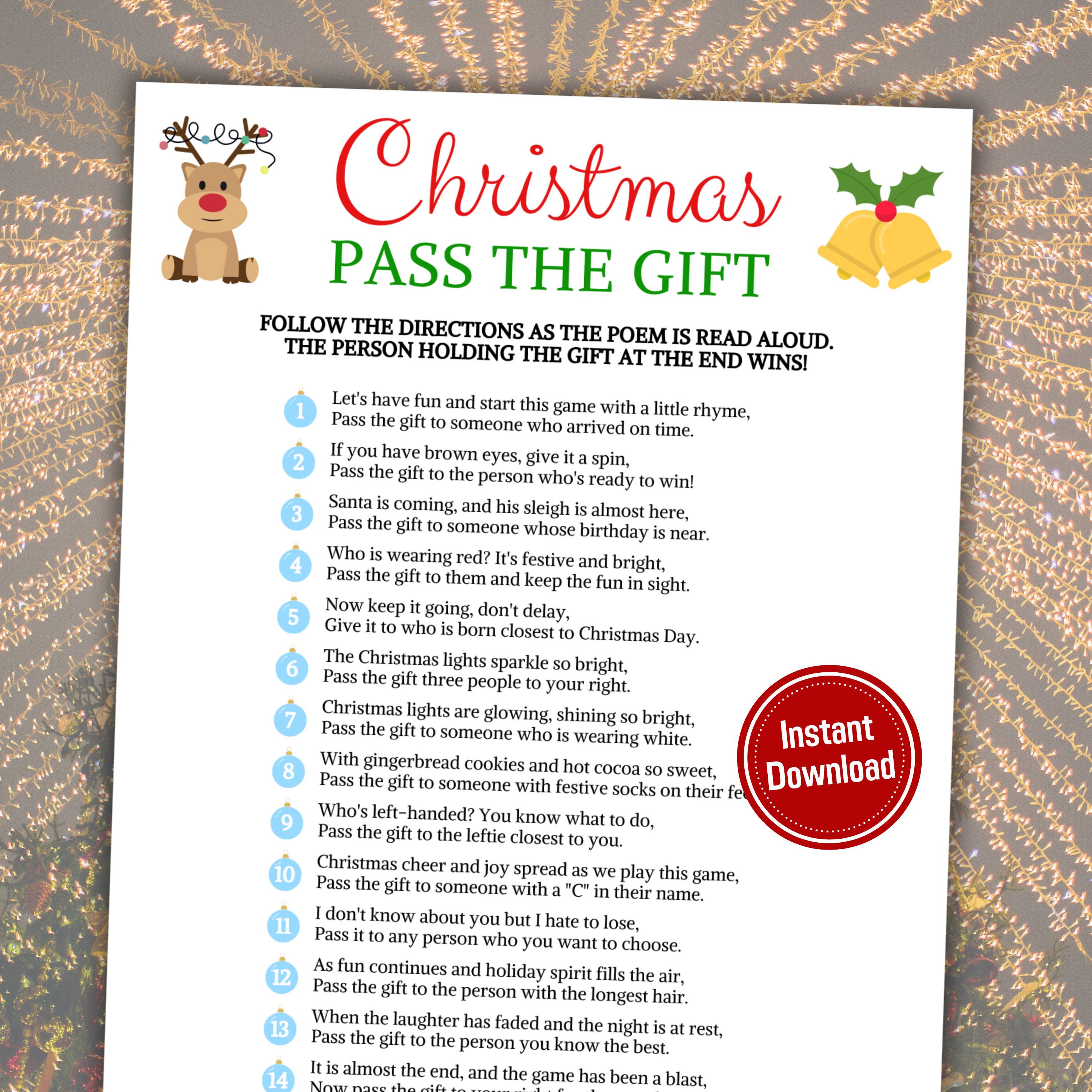 christmas pass the gift game | christmas party pass the prize poem