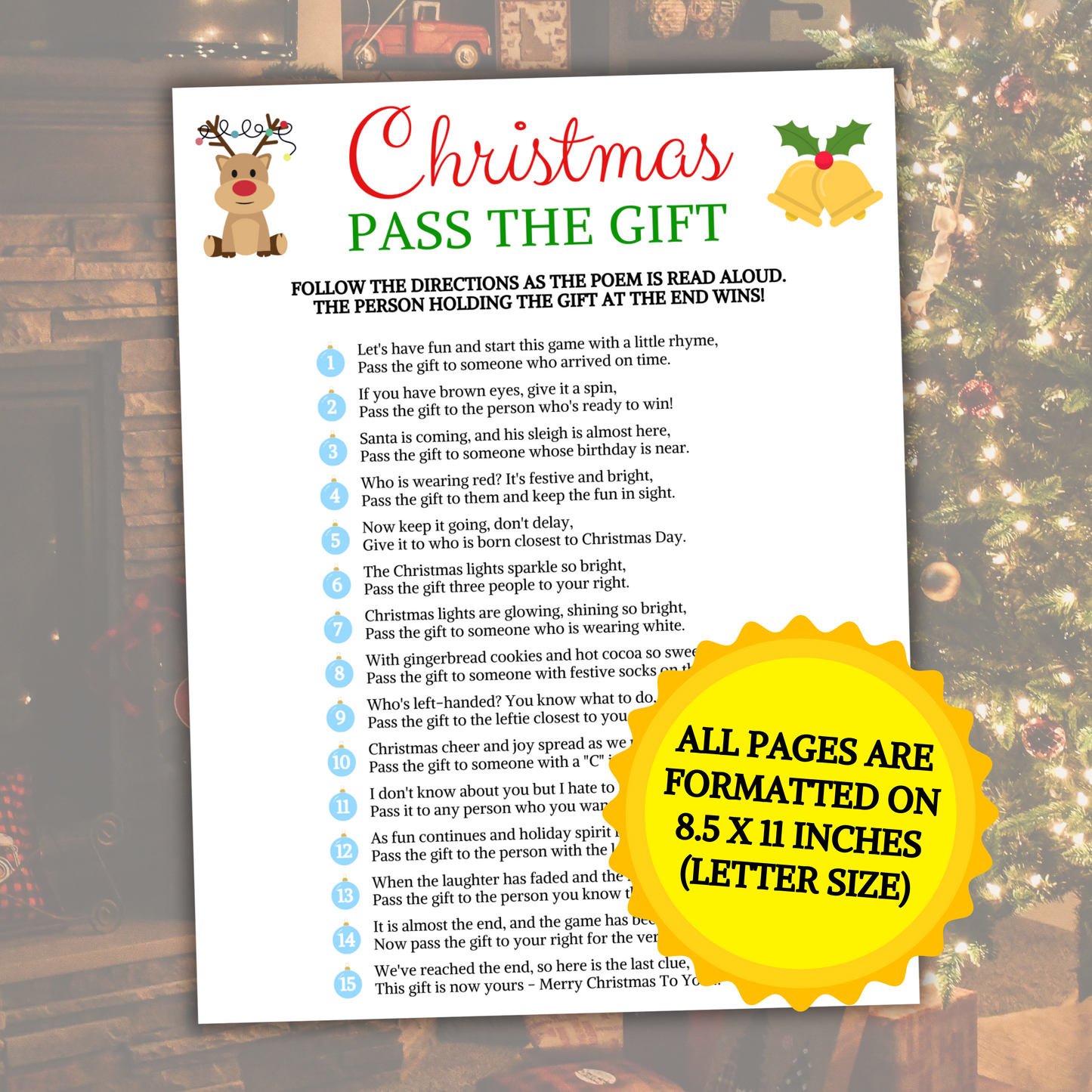 Christmas Pass The Gift Game | Christmas Party Pass The Prize Poem