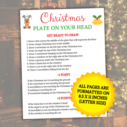Christmas Plate On Your Head Game | Hilarious Christmas Drawing Game