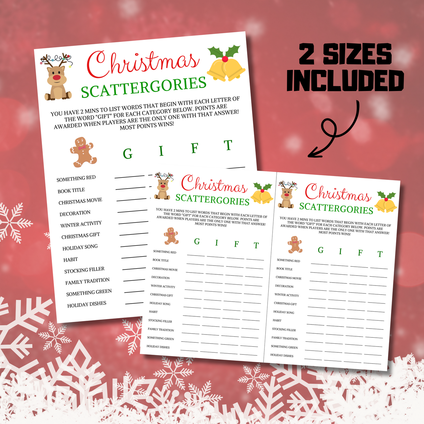 Christmas Scattergories Game | Christmas Think Fast Game