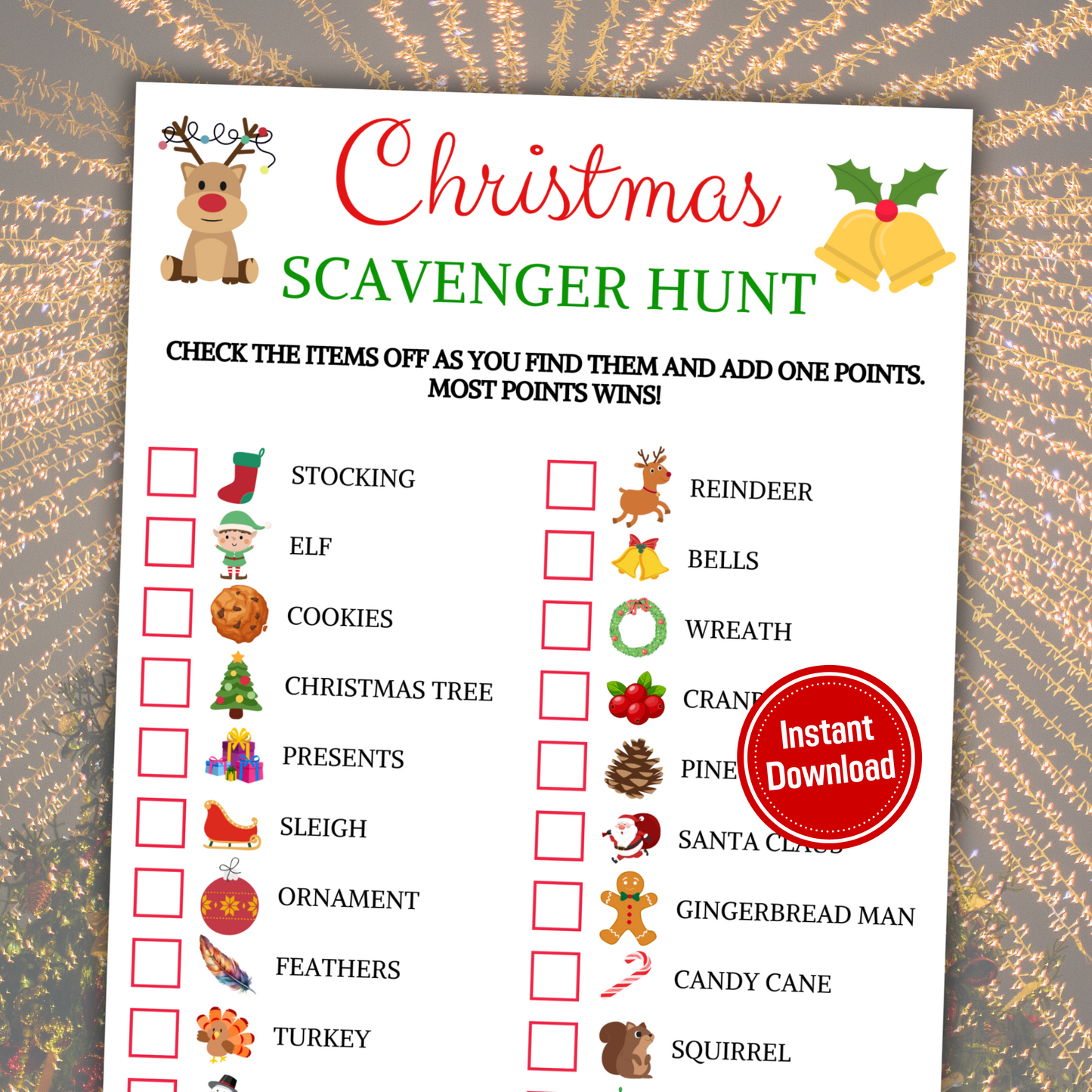 Christmas Scavenger Hunt Game | Christmas Treasure Hunt Game