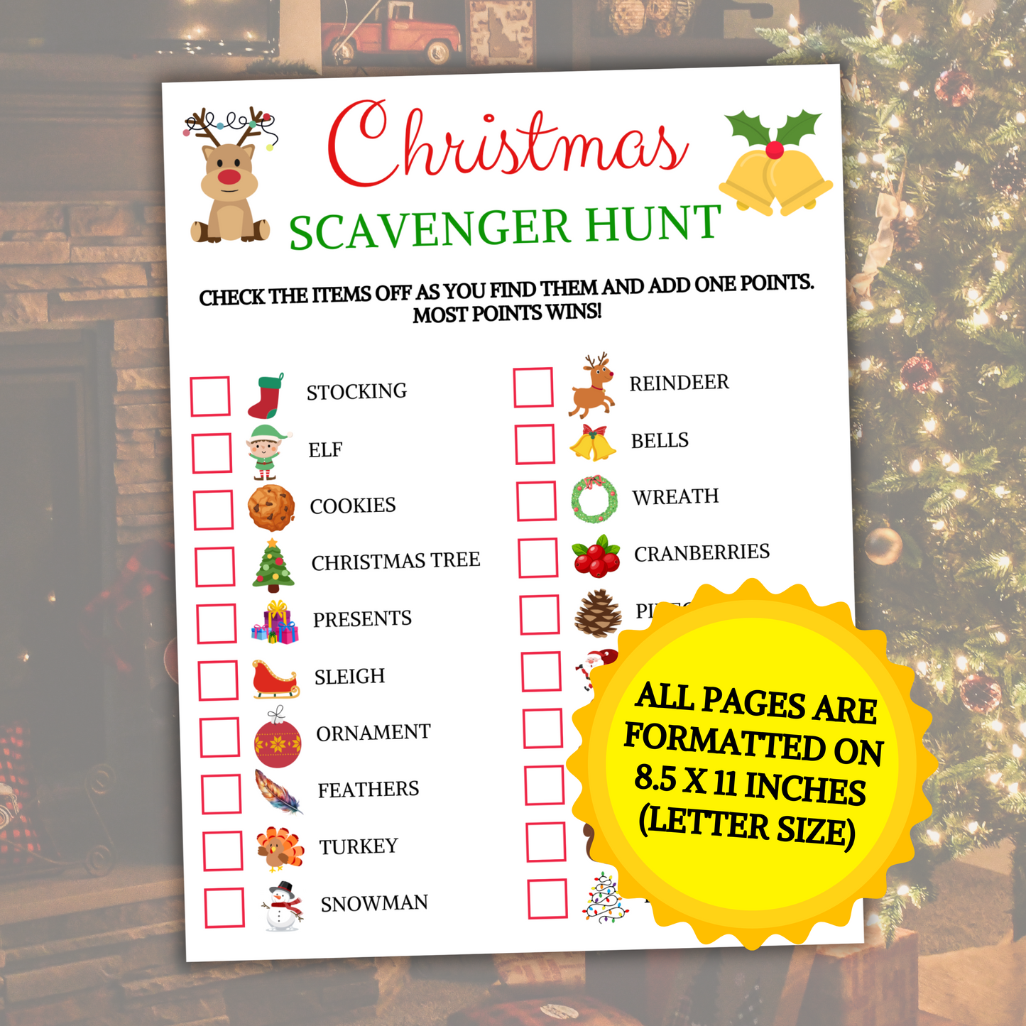 Christmas Scavenger Hunt Game | Christmas Treasure Hunt Game