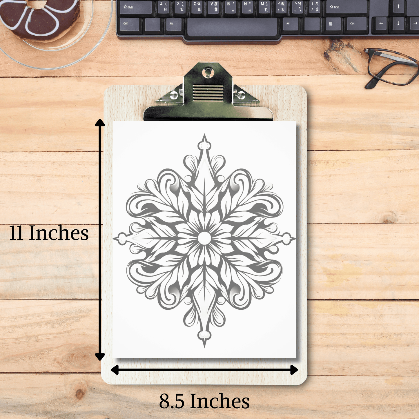 Christmas Snowflakes Grayscale Coloring Book, 20 Snowflakes Coloring Pages Printable