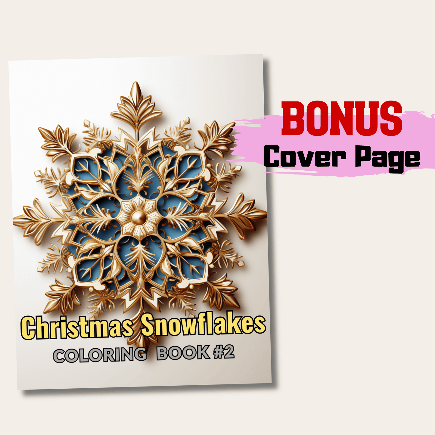 Christmas Snowflakes Grayscale Coloring Book, 20 Snowflakes Coloring Pages Printable