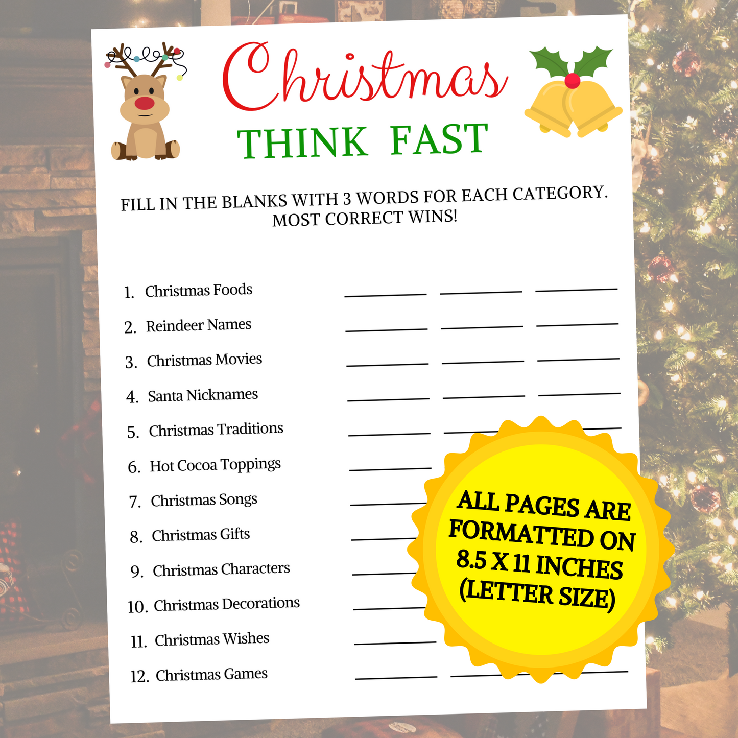 Christmas Think Fast Game | Christmas Word Game