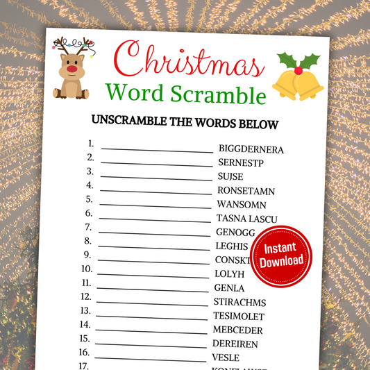 Christmas Word Scramble Game | Christmas Party Unscramble Game