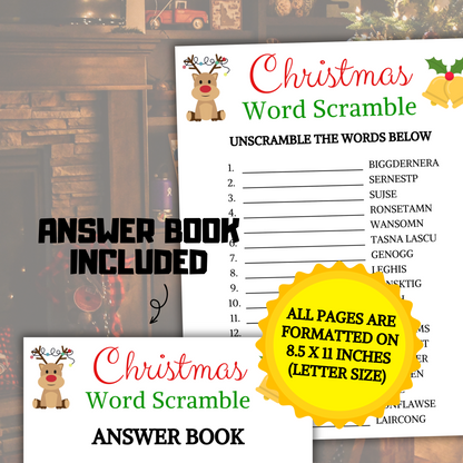 Christmas Word Scramble Game | Christmas Party Unscramble Game