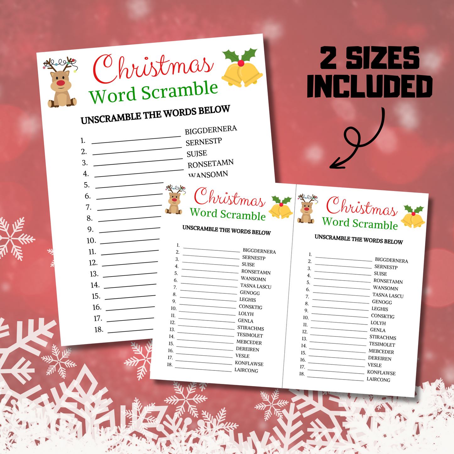 Christmas Word Scramble Game | Christmas Party Unscramble Game