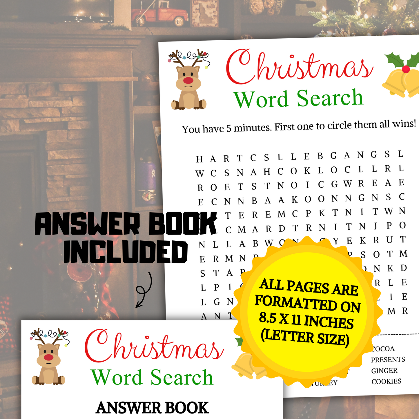 Christmas Word Search Game | Minimalist Christmas Party Word Find Game