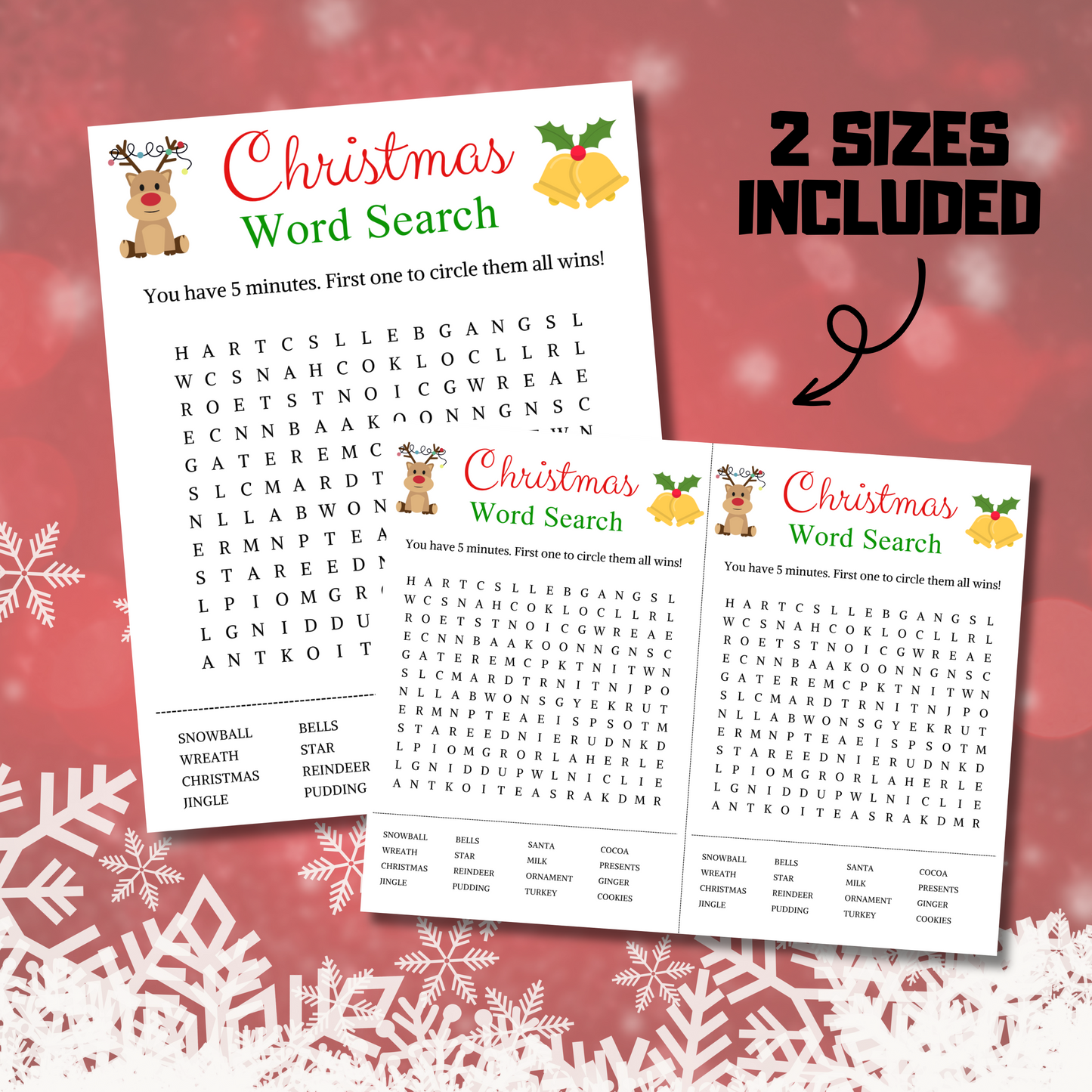 Christmas Word Search Game | Minimalist Christmas Party Word Find Game