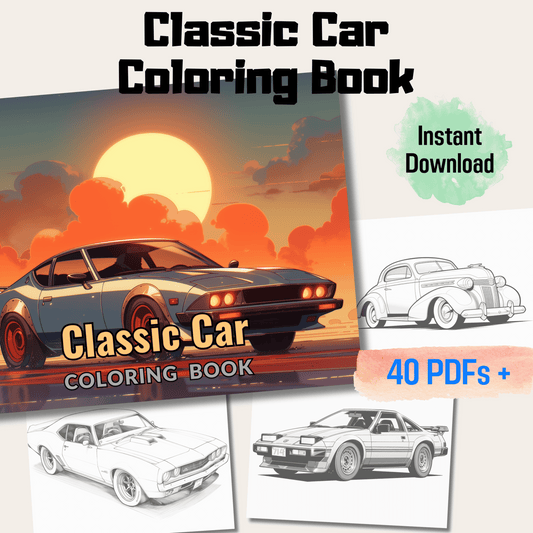 Classic Car Coloring Book, Vintage Automobiles Coloring Pages