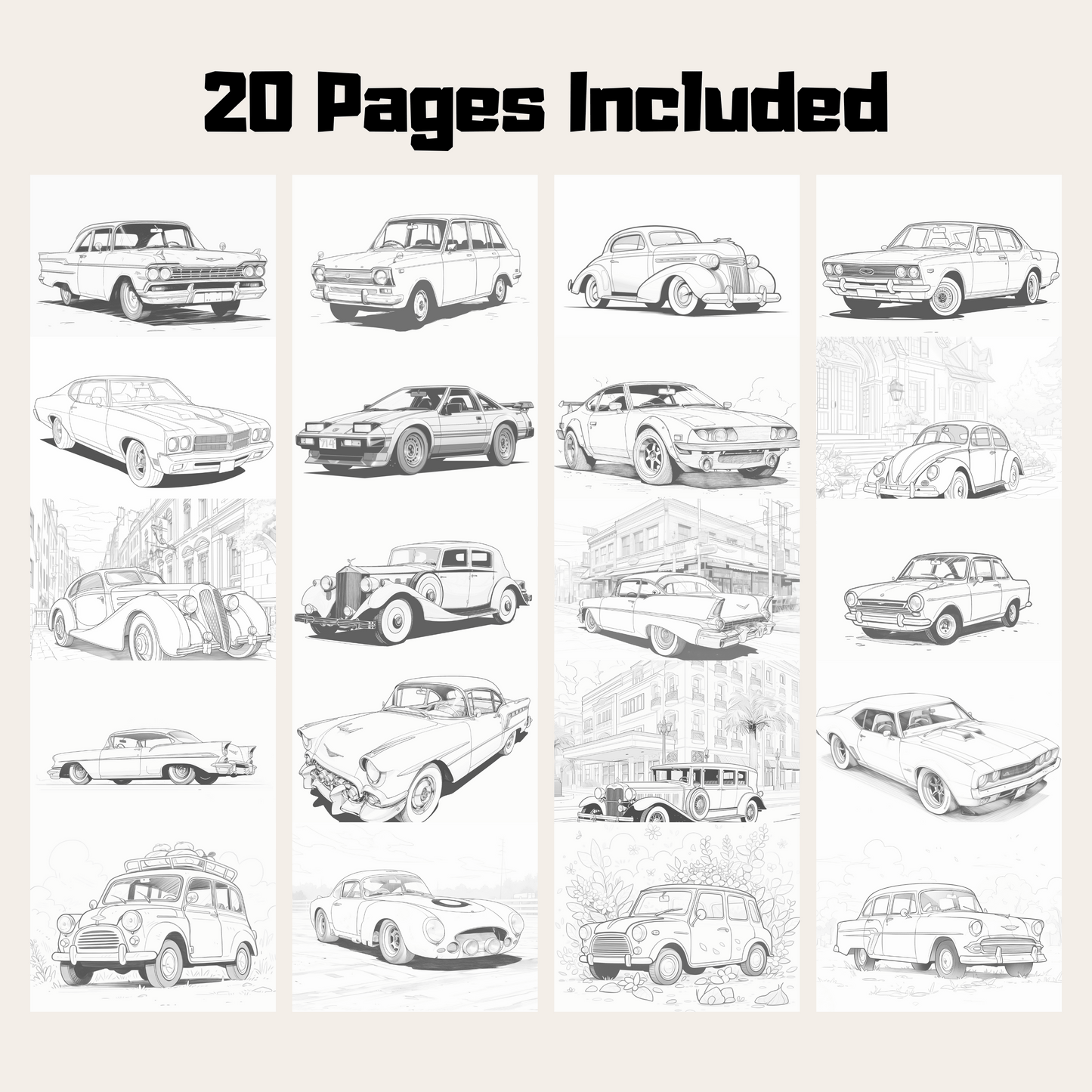 Classic Car Coloring Book, Vintage Automobiles Coloring Pages