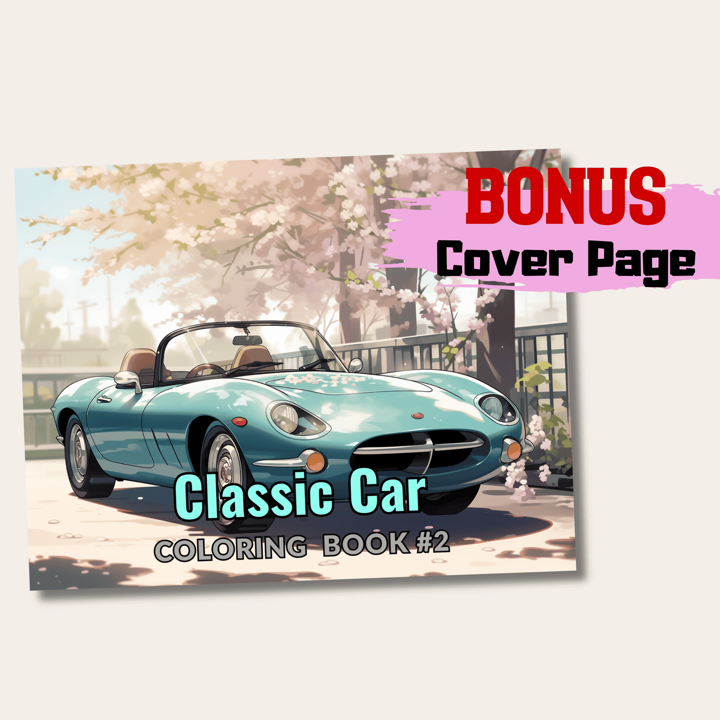 20 Pages Classic Car Coloring Book, Unique Automotive Art