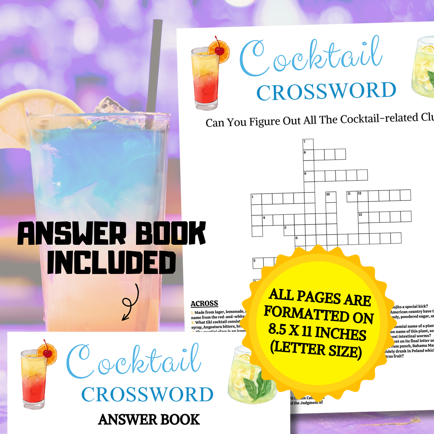 Cocktail Crossword Game | Printable Cocktail Crossword Puzzle Game