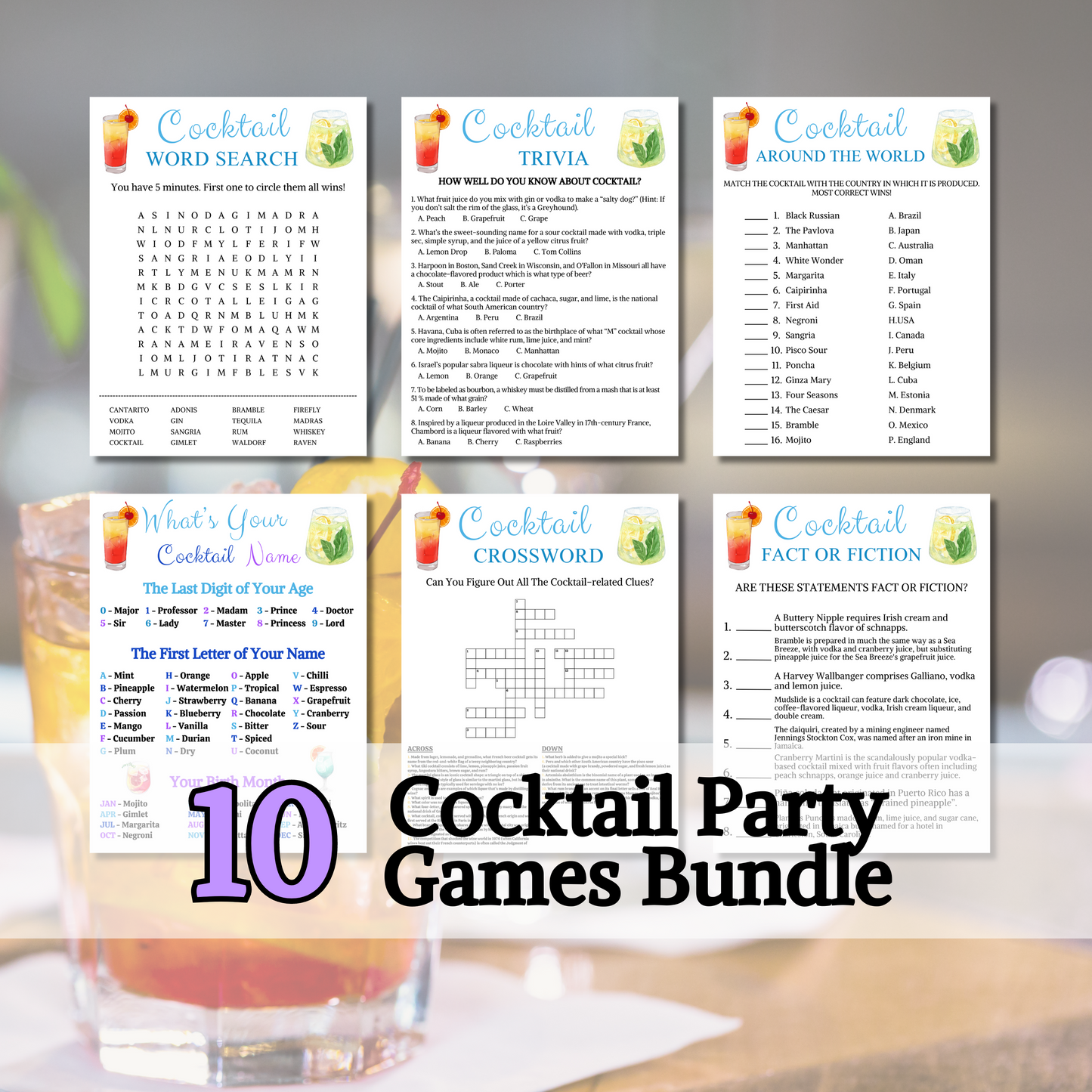 Cocktail Party Game Bundle | 10 Cocktail Party Games BEST Price Bundle