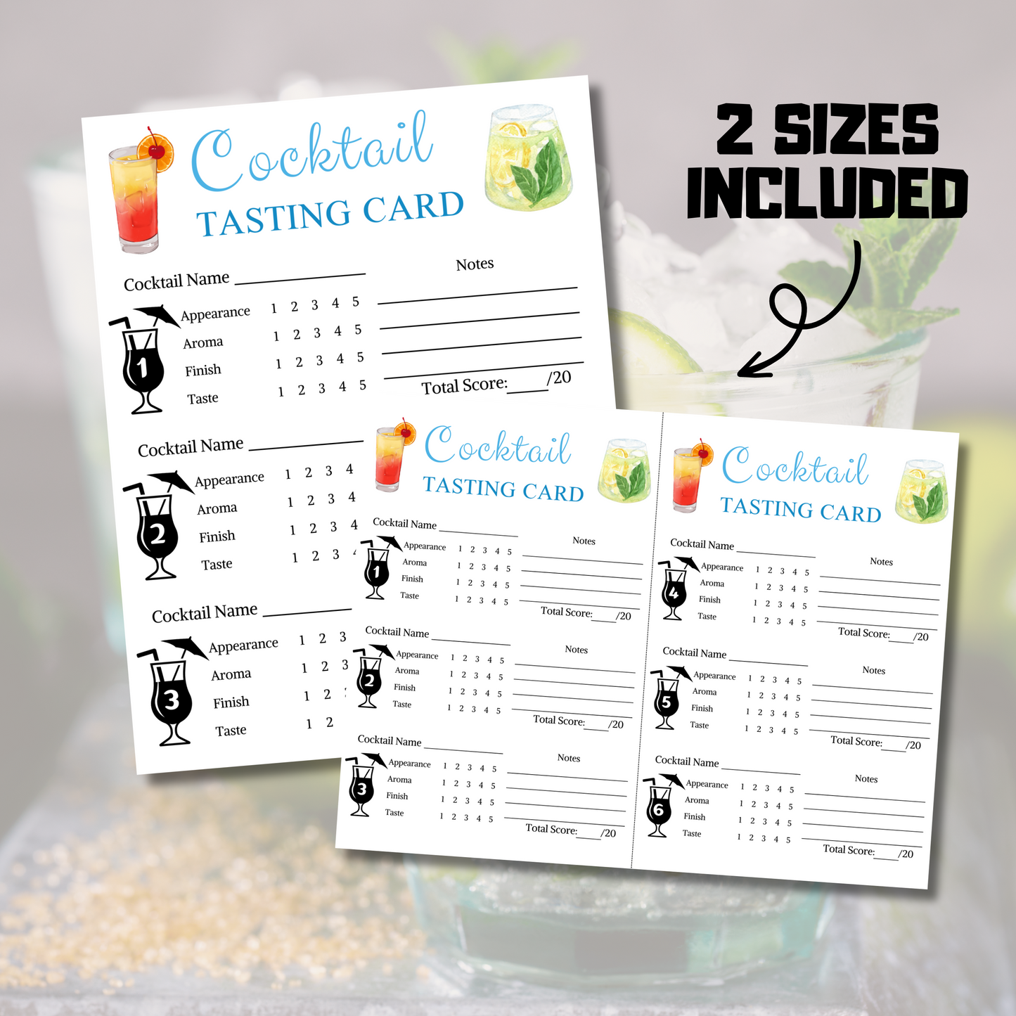 Cocktail Tasting Card | Printable Cocktail Tasting Scorecard