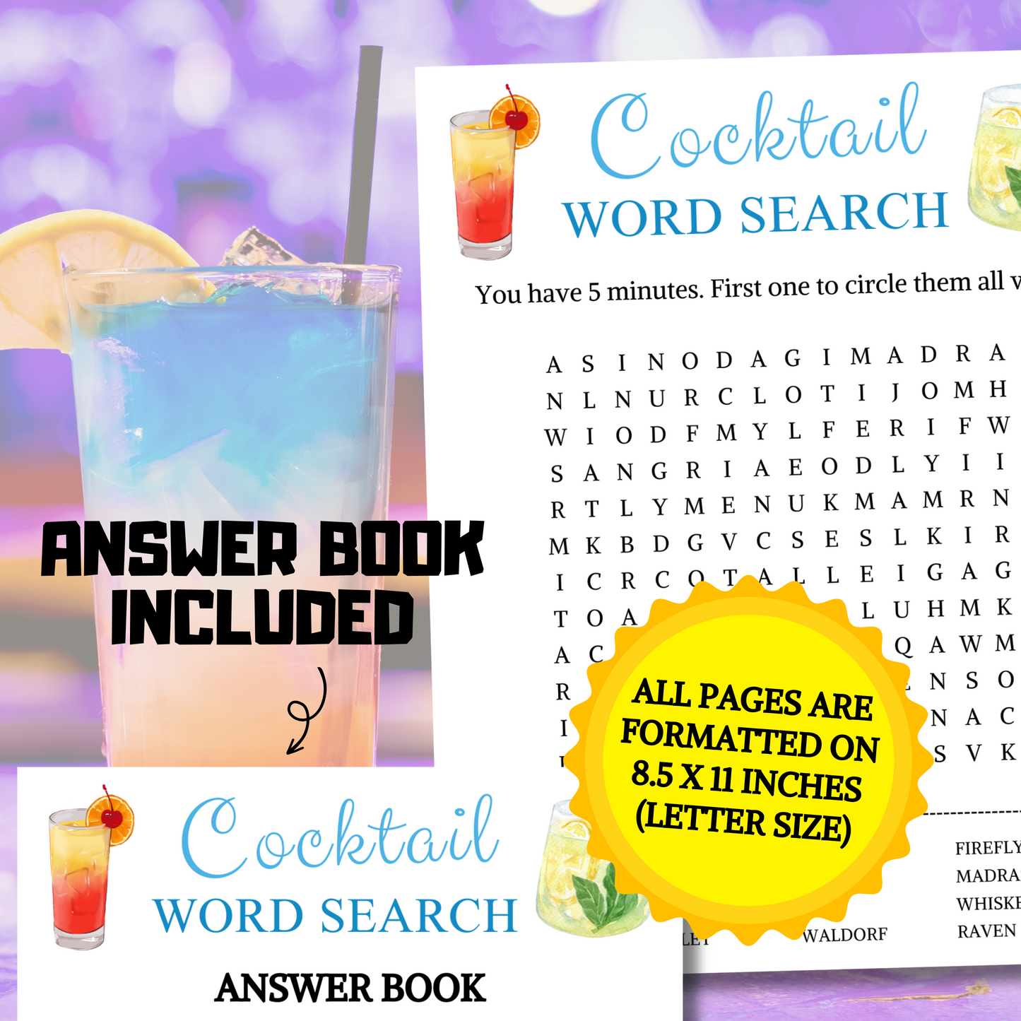 Cocktail Word Search Game | Printable Cocktail Word Finder Puzzle