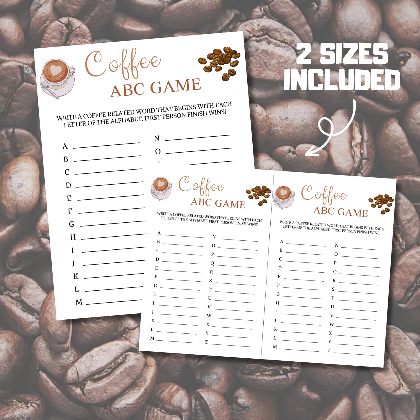 Coffee ABC Game | Printable A-Z Race Game