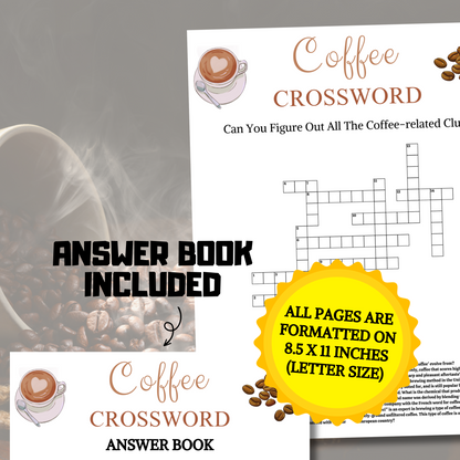 Coffee Crossword Game | Printable Coffee Party Crossword Puzzle