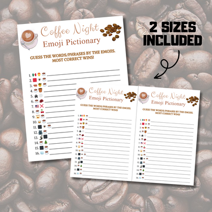 Coffee Night Emoji Pictionary Game | Emoji Coffee Night Game