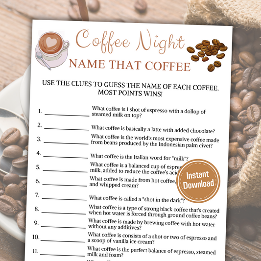 Coffee Night Name That Coffee Game | Guess The Coffee Name