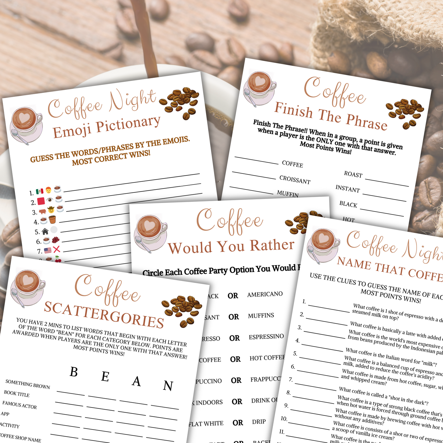 Coffee Party Game Bundle | 15 Coffee Party Games BEST Price Bundle