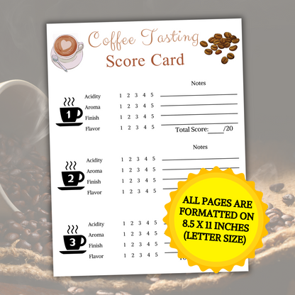 Coffee Tasting Card | Printable Coffee Tasting Scorecard