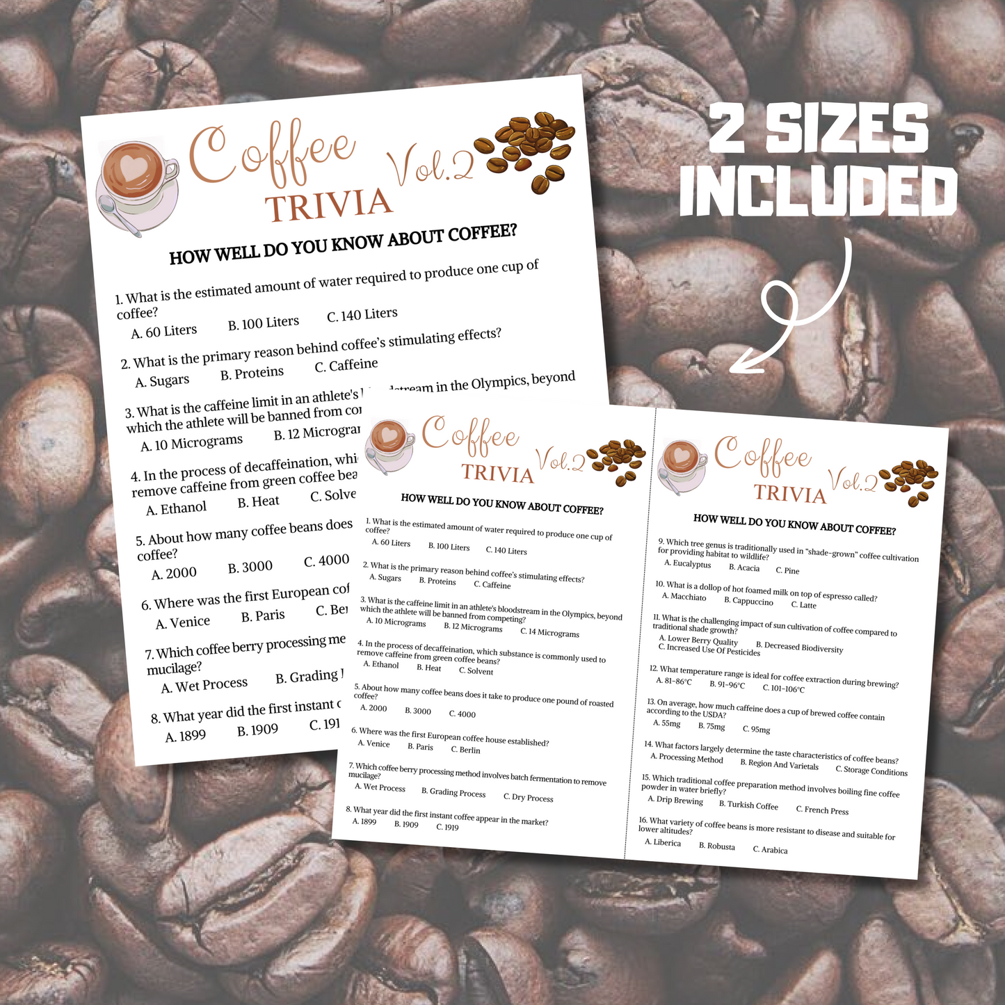 Coffee Trivia Game Vol.2 | Printable Espresso Trivia Quiz